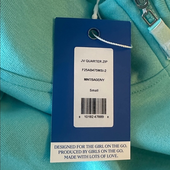 Addison Bay JV Quarter Zip Sweatshirt Green Stripe Preppy Small NWT - Picture 7 of 7
